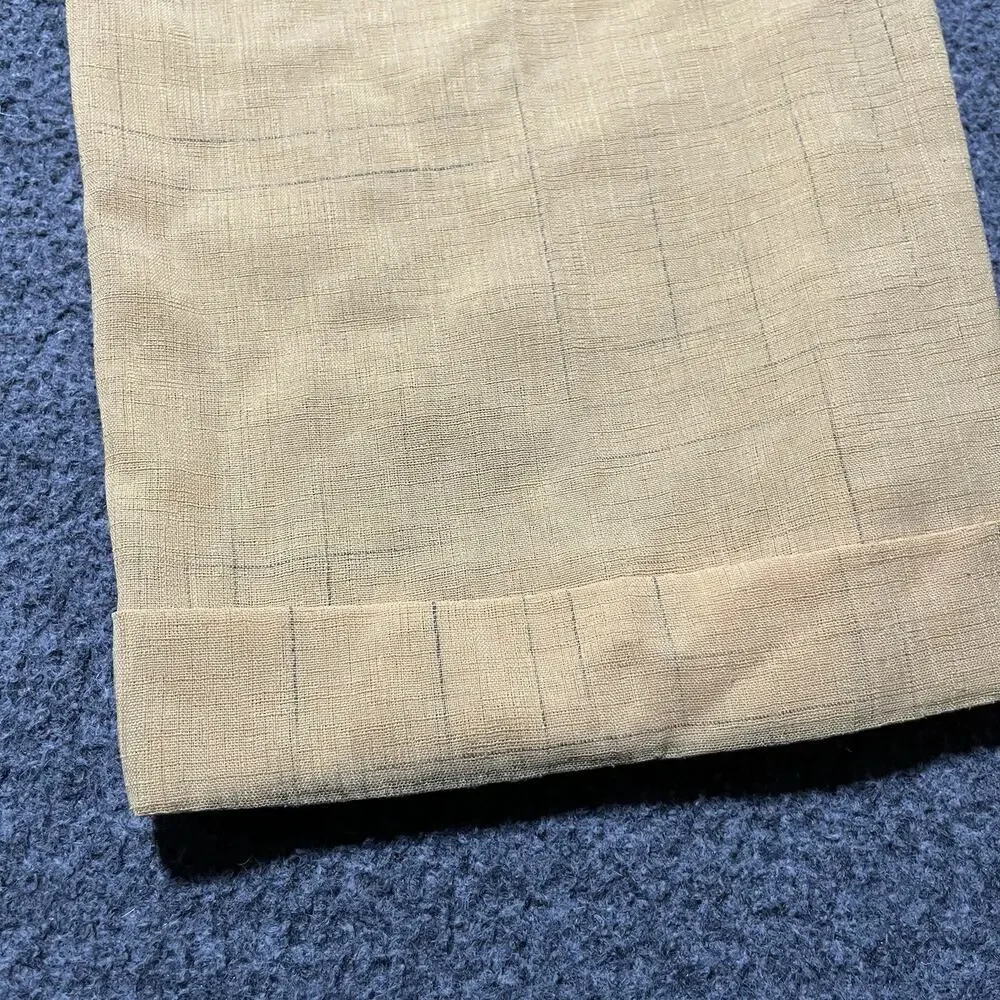Malta Dress Pants Mens 34 Yellow Gold Pleated Cuffed Grid Wide Leg Retro Slacks